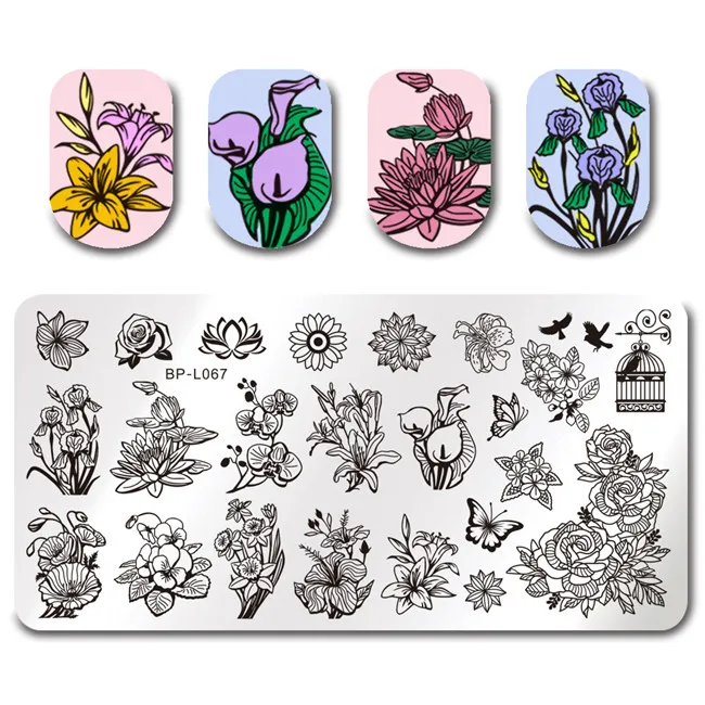 BORN PRETTY шаблон для штамповки ногтей бабочка цветок серия Маникюр Сделай Сам изображение пластины для украшения ногтей аксессуары