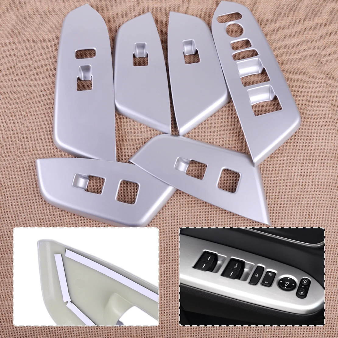

CITALL 4pcs ABS Matte Chrome Plated Interior Window Switch Trim Molding Cover fit for Honda CRV 2017