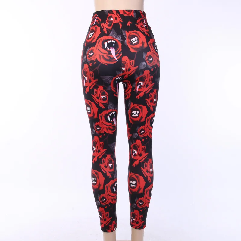 Женские 3D забавные штаны с ртом летние сексуальные рваные панк уличные Леггинсы Спортивная одежда для фитнеса повседневные красные
