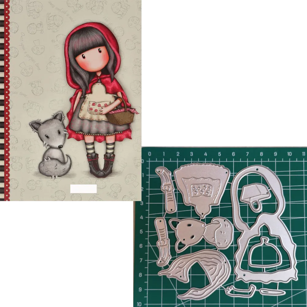 

Metal Cutting Dies Little doll Girl with fox 2019 Scrapbooking Craft Dies Cut Stamps Embossing Stencils Invitation Card