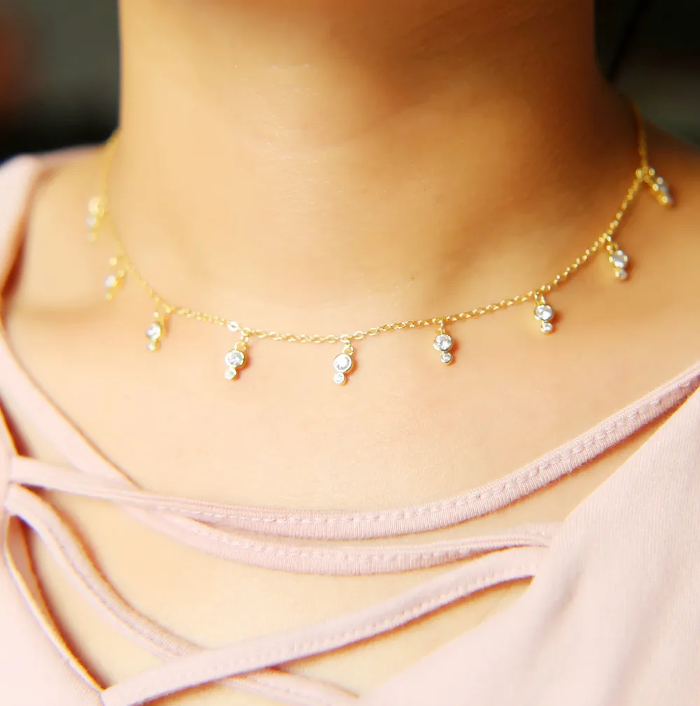 

2019 new Summer Sexy Necklace Drops tiny CZ Charm pendant Necklace For Women top quality wedding engagement jewelry lover gifts