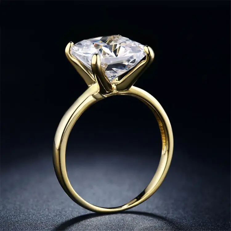 

women 2017 wedding ring lady jewelry large square 10mm zircon gold-color ring gift pary fashion new jewellery drop shipping