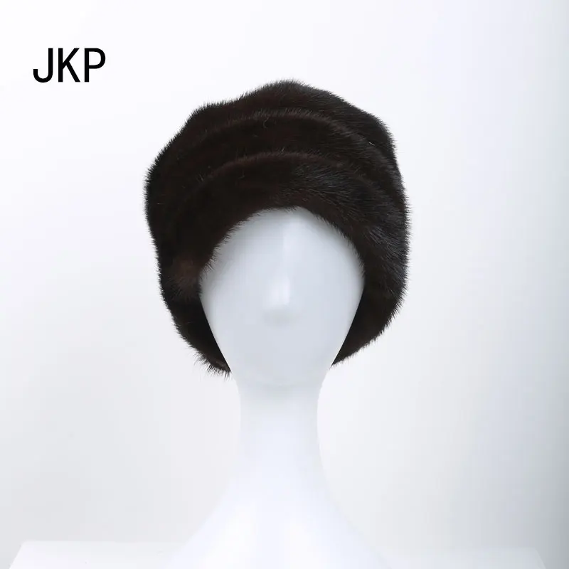 JKP 2018 русская зимняя меховая шапка из натуральной норки для женщин с головным