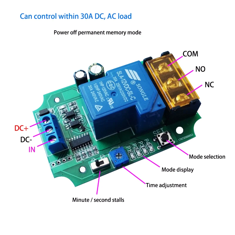 

High-power relay module self-locking / power-off delay / on / off / pulse signal 5/12/24 V