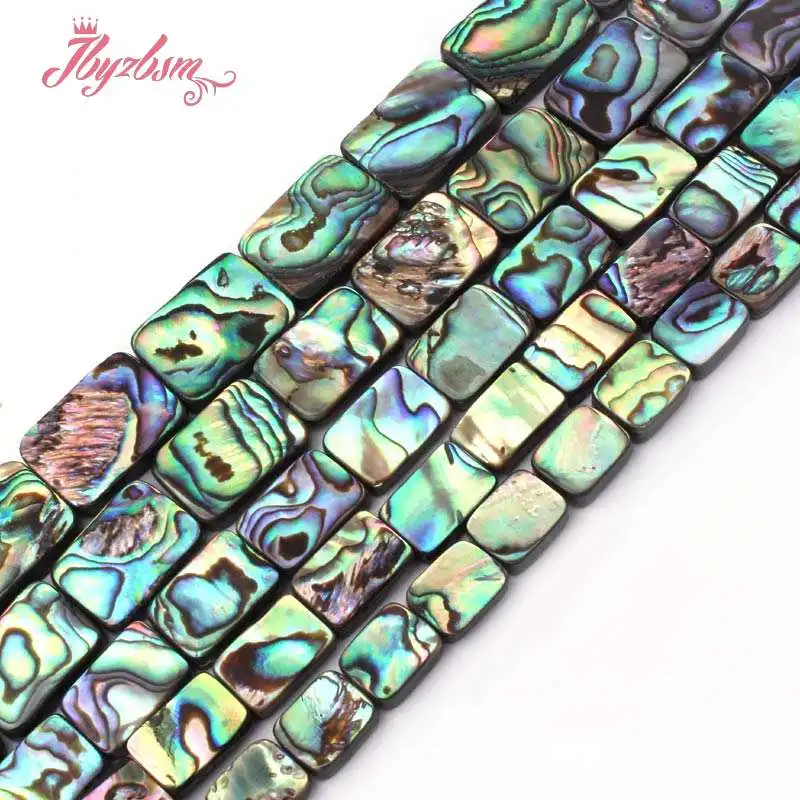 

8x12.10x14.12x16mm Smooth Rectangle Multicolor Abalone Shell Natural Stone Beads For Necklace Jewelry Making 15" Free Shipping