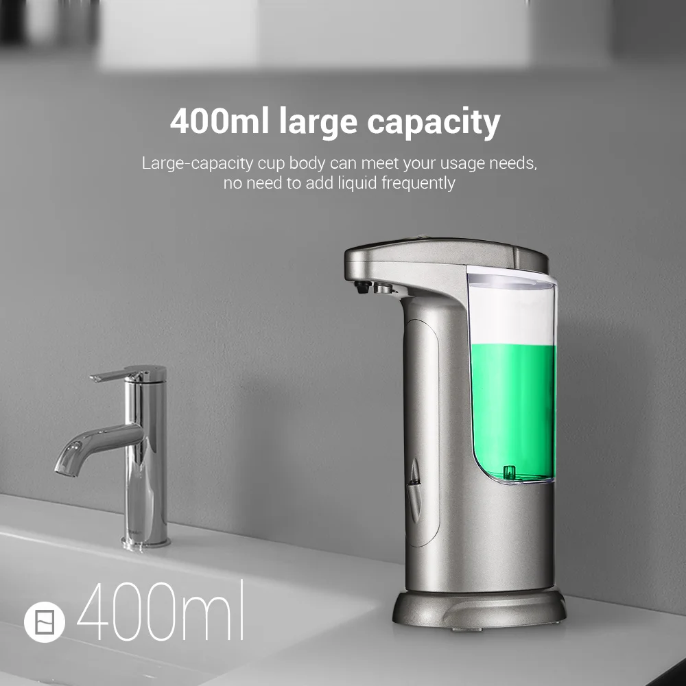 

400ML Automatic IR Sensor Touchless Soap Liquid Dispenser Automatic Dispenser Sanitizer Built-in Infrared Smart Kitchen Bathroom