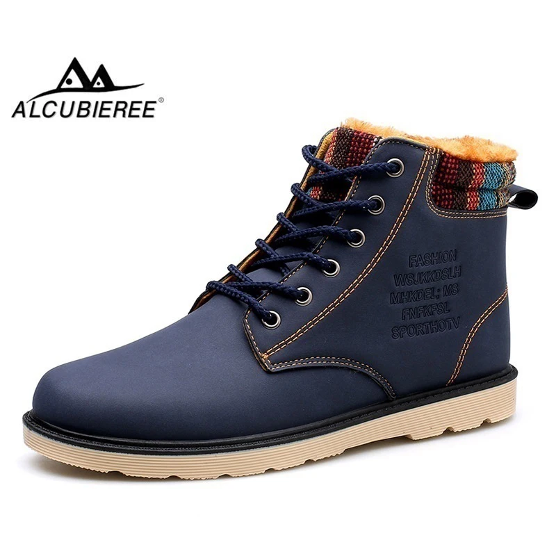 Prix ALCUBIEREE Mode Martin Bottes Hommes Dentelle up Hiver Chaud Cheville Chaussures avec Fourrure Extérieure Non slip Bottes de Neige confort Masculina Bota