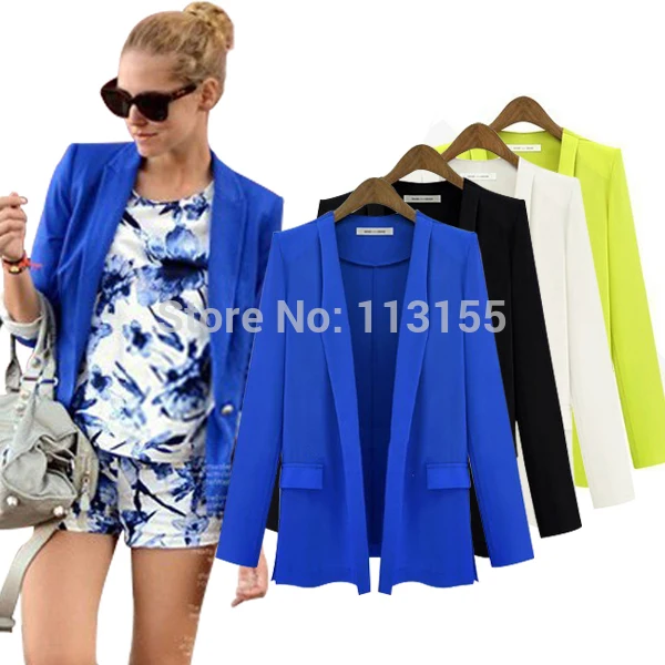 

fashion ladies new 2016 Autumn Blazer womens white Korean solid casual OL black loose suits for women blazers and jackets blue