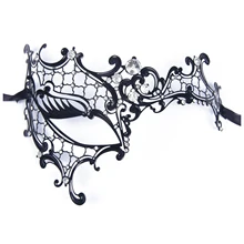 Best Sale Glossy Metal Filigree Phantom Mask for Venetian Masquerade Black+White