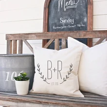 Холщовая наволочка, именные инициалы с одеждой наволочки вечерние вечеринка пользу, EST декоративные подушки, домашний декор