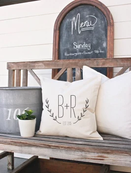 

Canvas Cushion Cover,Custom Name Initials with wearth Pillow Cases,party favor,EST Decorative Pillows,Home Decor
