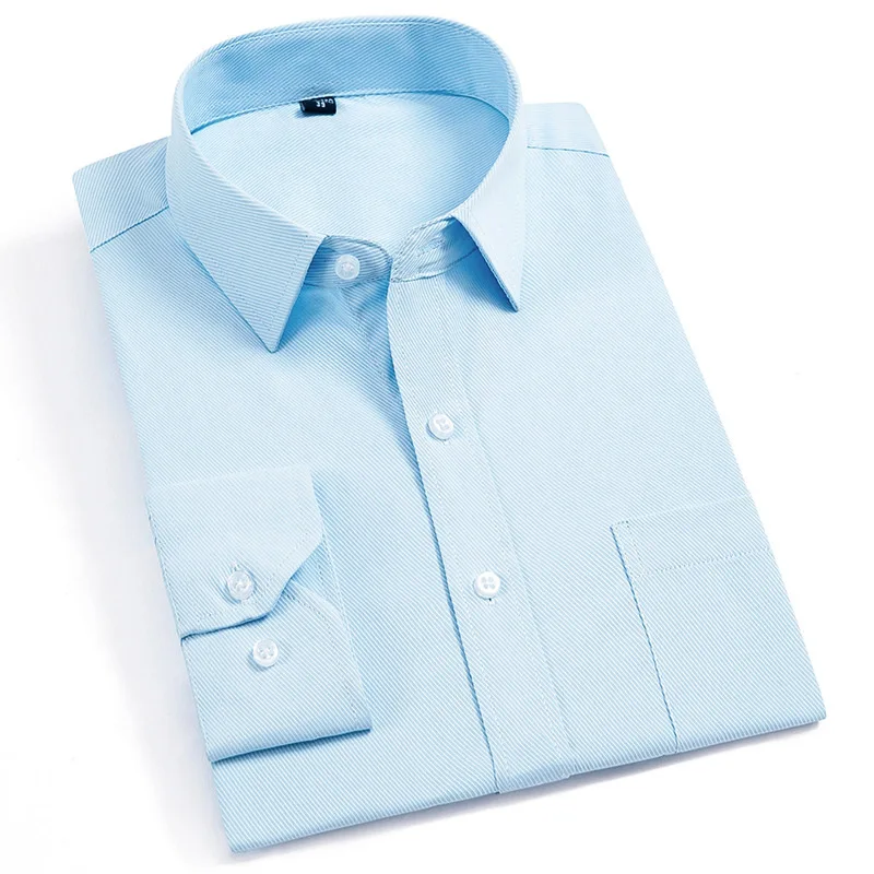 Рубашка мужская деловая с длинным рукавом однотонная белая сорочка Slim Fit для