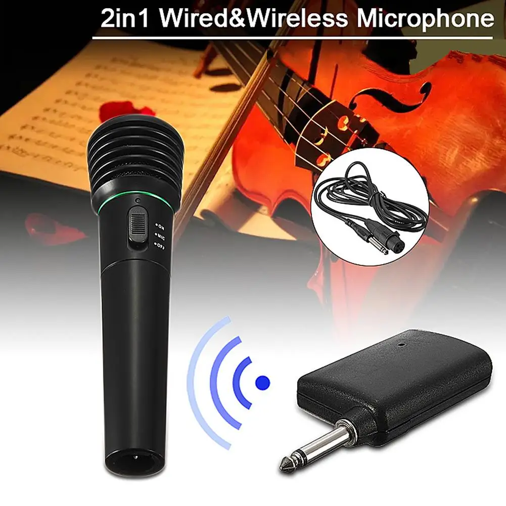 

Hot 2-in-1 Wired/Wireless Undirectional Handheld Microphone Mic Receiver System