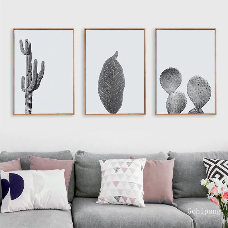 Nordic-Modern-Minimalist-Black-and-White-Cactus-Canvas-Paintings-Lonely-Leaf-Poster-Print-Wall-Art-Pictures (4)