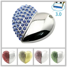 Crystal Heart Usb Flash Drive 8GB 64GB Necklace Chain Pendrive 32GB 16GB Pendrive 3.0 Gadget Computer Gift high speed USB Stick