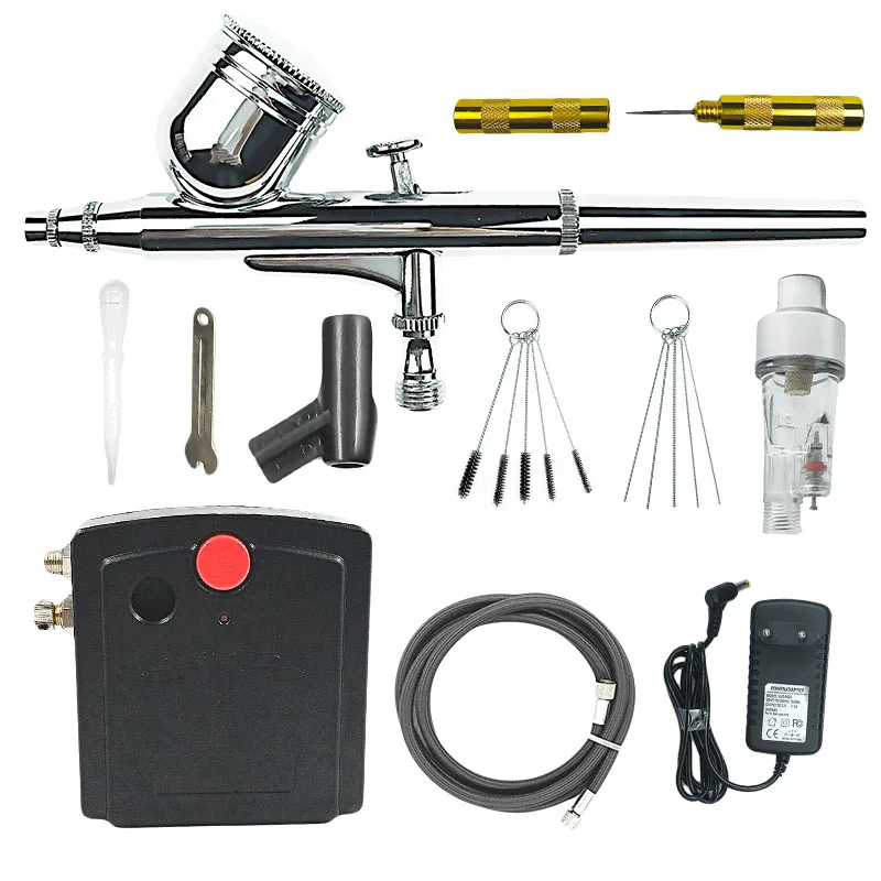 

Dual Action Airbrush Air Compressor Kit Spraying For Art Painting Tattoo Manicure Craft Cake Spray Model Air Brush Nail