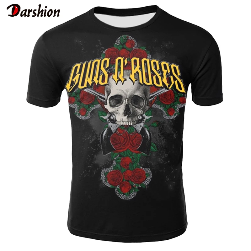 

Roses And Guns T Shirt 2019 Casual 3D T Shirt Men/Women Short Sleeve Men Guns N Roses Tops Tees Male Clothing Streetwear Tshirt