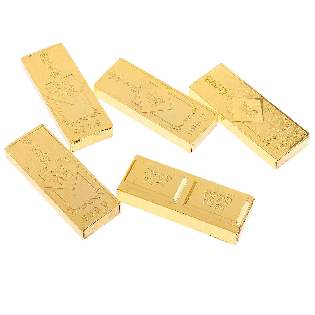 5 шт./компл. Китайский Фэншуй Lucky поддельные Золотые прутки с коробкой Изделия из металла подарок