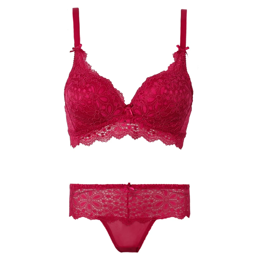 

Floral Lace Bra Set Wire Free Seamless Bra Push Up Padded Backless Sexy Lingerie Sets Underwear Women