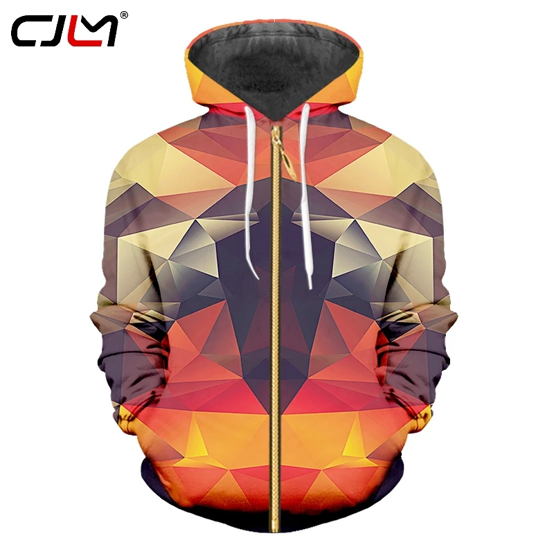 

CJLM Autumn Man New 3D Printed Diamond Men's Creative Homme Zip Hoodies Personality Large Size Leisure 5XL 6XL