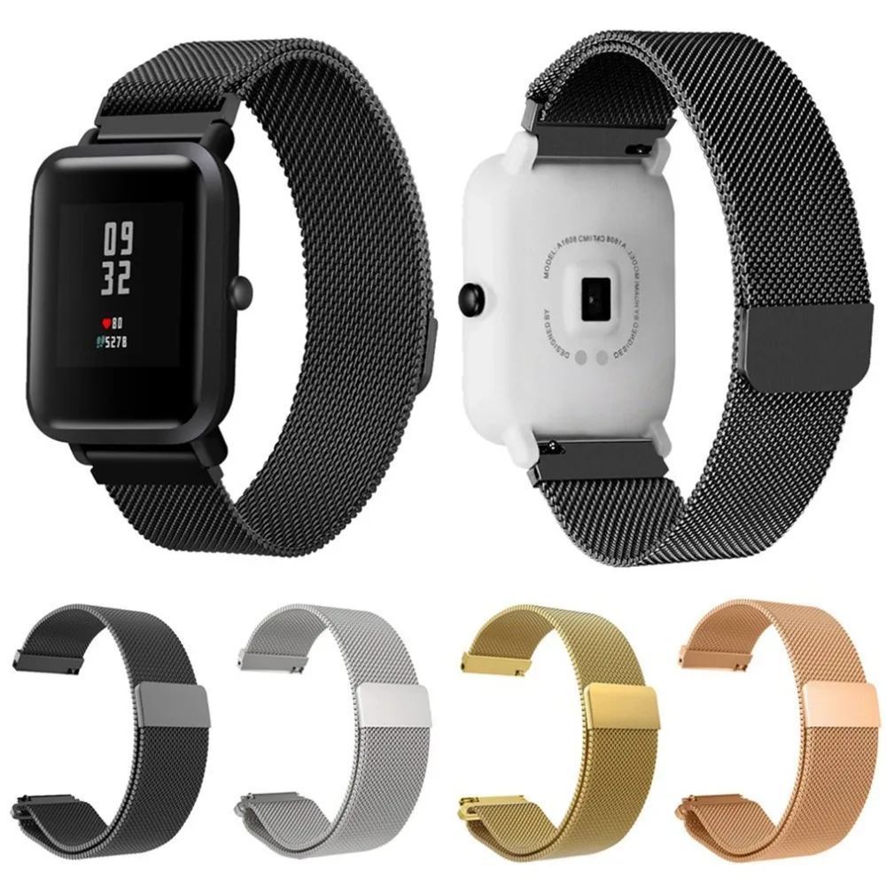

Stainless Steel Mesh Bracelet Smart Watch Band Magnetic Watch Strap Watch Replacement For Xiaomi mi for Amazfit Bip Youth Watch