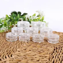 Лидер продаж, 50 шт в наборе, набор 3/5g косметический пустой бутылки круговой Пластик прозрачные баночки для пробников горшки для блеск/с плоской обратной стороной для Нейл-арт/Крем