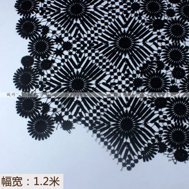 

super High-quality black Square circle mesh lace Embroidered fabric Hollow out cloth for dress African skirt