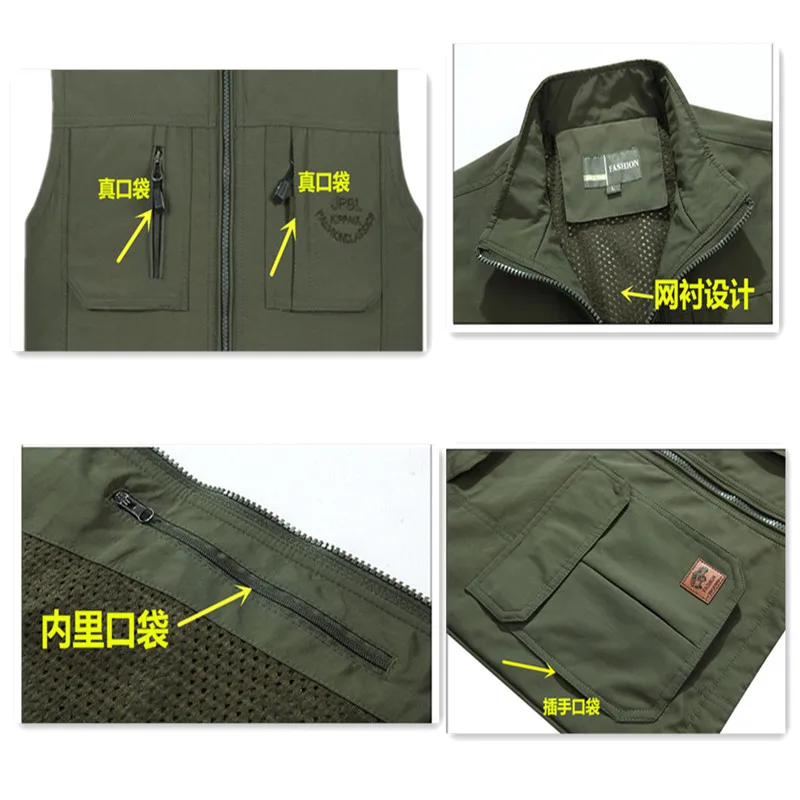 b 2019 Vest Men Vest Coat Autumn Casual Men's Sleeveless Vest Breathable Multi-pockets Quick Dry Mesh Waistcoat hombre b 2019 Vest Men Vest Coat Autumn Casual Men's Sleeveless Vest Breathable Multi-pockets Quick Dry Mesh Waistcoat hombre