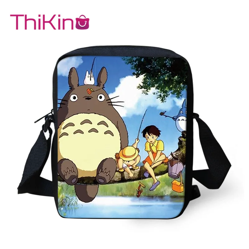 

Thikin Totoro Shoulder School Square Messenger Book Bag Coin Purse Kids Crossbody Schoolbag Girls Book Bags Mochila Infantil