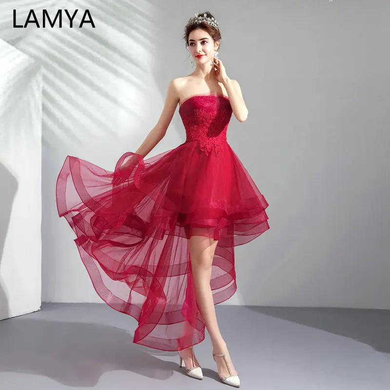 LAMYA банкетное платье для выпускного вечера, кружевное винтажное вечернее платье с коротким передом сзади и длинным шлейфом, торжественное платье с зубчатым краем