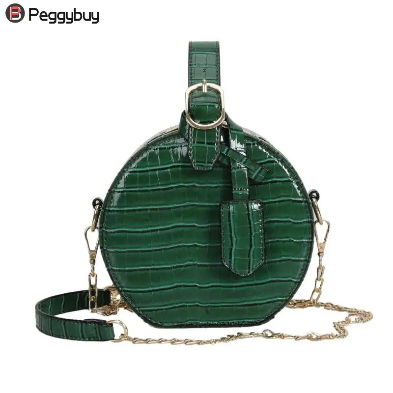 Круглые сумки-мессенджеры через плечо на цепочке для девушек, персональная кожаная сумка на плечо, сумочки, модные сумки для женщин, Bolsa Feminina - Цвет: Зеленый