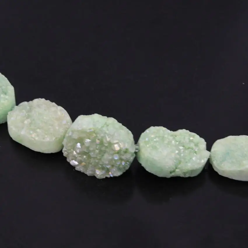 Approx9Pcs/Strand большой размер зеленый AB Друза титана Geode произвольной формы овальная плита кулон бусины, сырье кварц Druzy самородок ювелирные изделия
