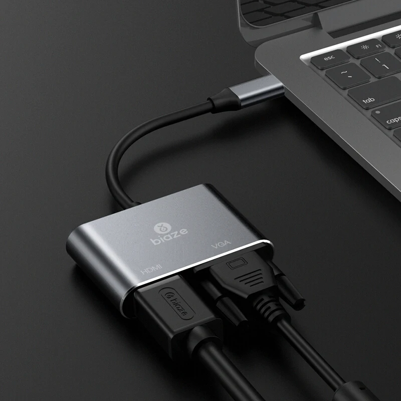 Biaze Тип C на адаптер HDMI VGA usb к 4 K Thunderbolt 3 для samsung Galaxy S9/S8 huawei Коврики 20/P20 Pro USB из