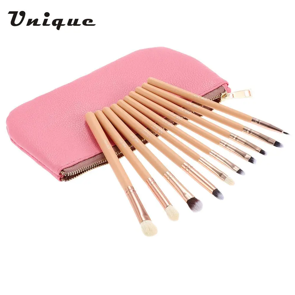 

Abody 10Pcs Professional Wood Handle Foundation Powder Eyeshadow Eyeliner Cosmetic Make Up Brush Tool Makeup Brush Set + Bag