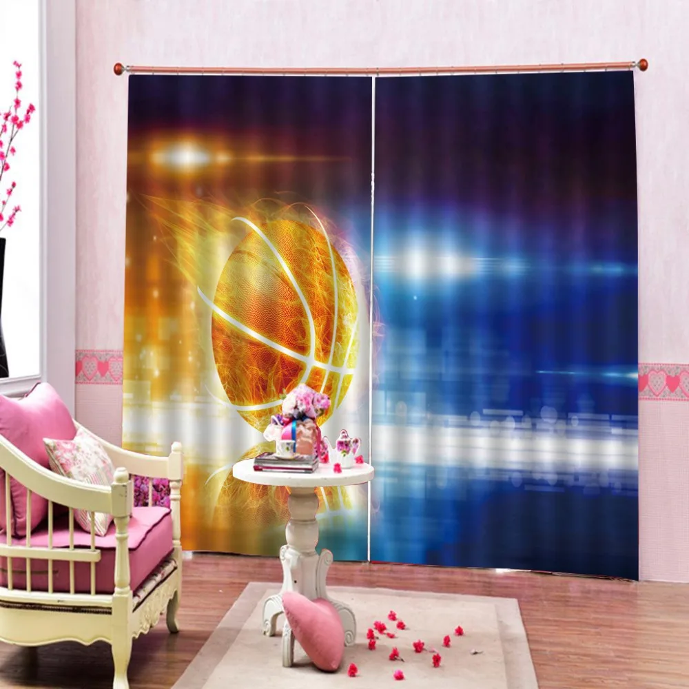 3D Curtain Photo Basketball flame Blackout Curtains Printing Blockout Living Room Bedroom Window | Дом и сад