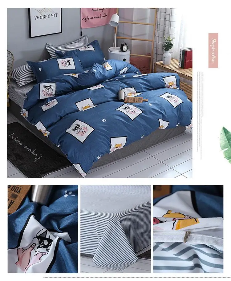 Комплект постельного белья ropa de cama алоэ хлопок Почищенный щеткой комплект постельных принадлежностей 4 шт. Комплект постельного белья
