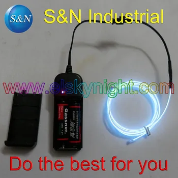 

10Color for choosing 1meter snow white el wire plus 2AA battery case inverter with indicator for gifts or display 4 chritmas day