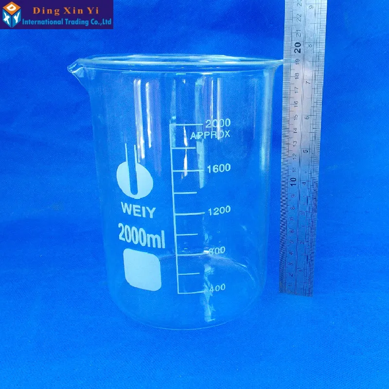 1PC 2000ml Glass beaker Lab Supplies Chemistry Laboratory Borosilicate Glass Transparent Beaker Thickened with Spout borosilicate glass beaker lab glassware