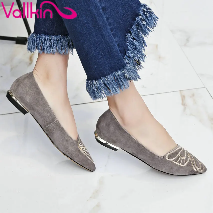

VALLKIN 2017  Anti-skidding Bottom All Match Square HellWomen Pumps Pointed Toe Black Spring  Real Leather Shoes Size 34-40