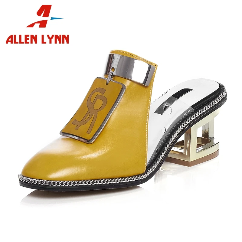 ALLENLYNN 2020 летние новые брендовые туфли-лодочки без задника из натуральной кожи