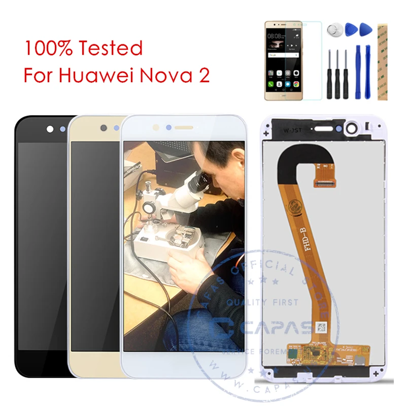 ЖК дисплей и рамка для Huawei Nova 2 дигитайзер с сенсорным экраном в сборе запасные