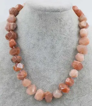 

pink sunstone flat faceted necklace 18" nature wholesale beads 13-18mm 36"