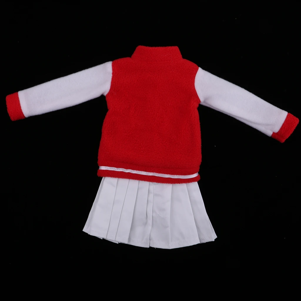 1/3 Student Baseball Uniform Plush Coat & White Sleeveless Dress for BJD Night Lolita Doll Gift