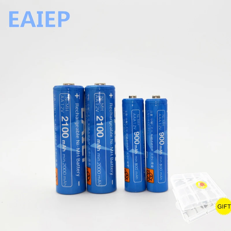 

2Pcs 1.2V High Capacity AA 2100mAh Batteries + 2Pcs AAA 900mAh Batteries aa/aaa 3A Rechargeable Battery