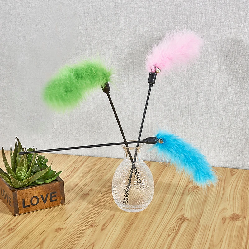 

1PC Cat Toys Interactive Funny Kitten Teaser Cat Toys Feathers With Bell Plastic Stick Cat Supplies Pet Products