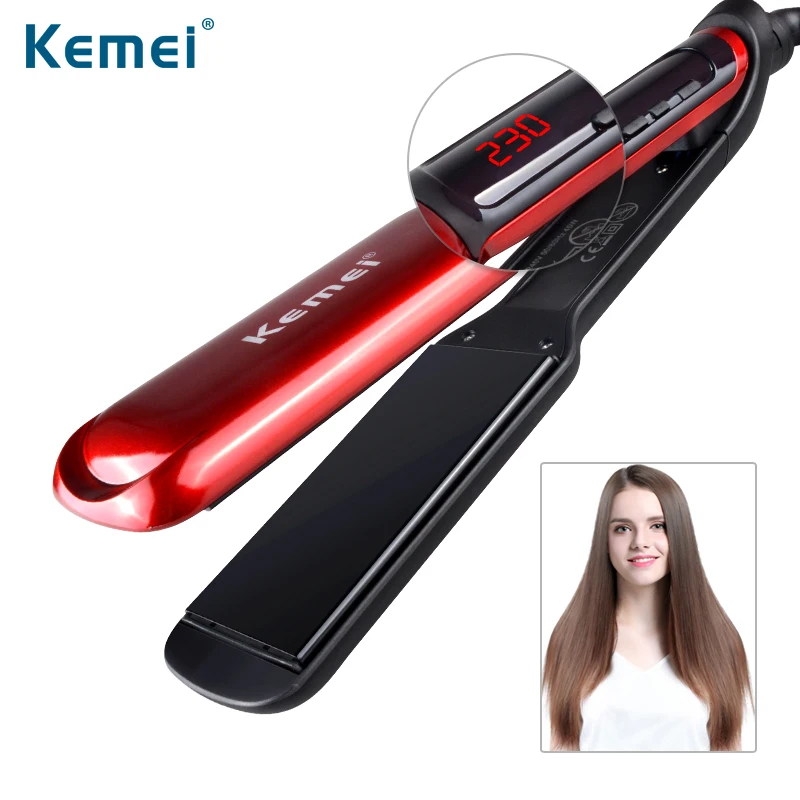 Kemei ЖК дисплей Дисплей выпрямитель для волос Керамика выпрямление утюги укладки