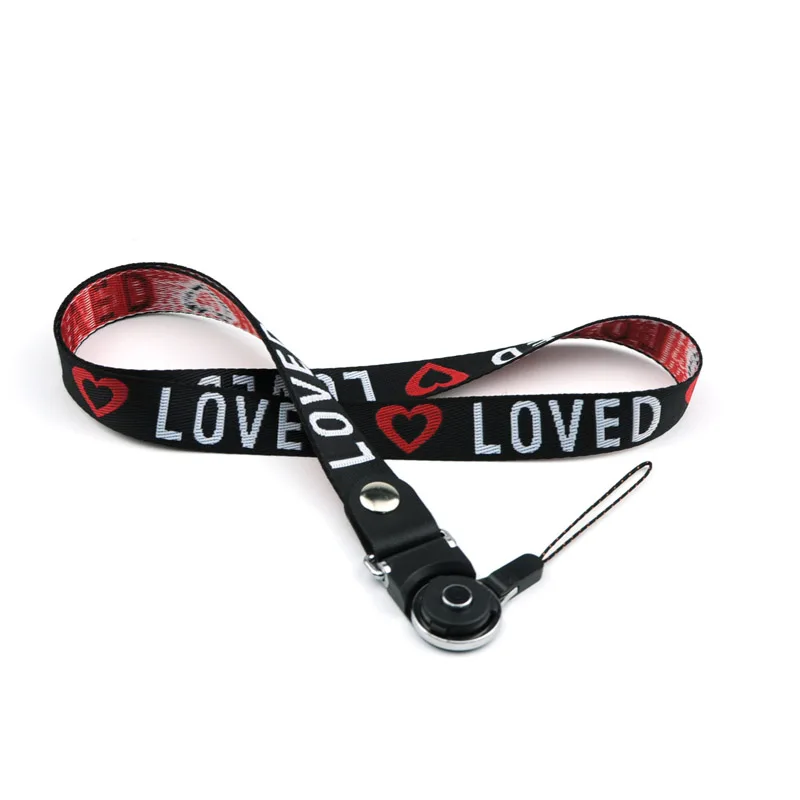 الحب القلب الحبل الرقبة حزام للمفاتيح ID بطاقة أحزمة هاتف المحمول لهواوي USB شارة حامل DIY شنق حبل الوهق الحبل