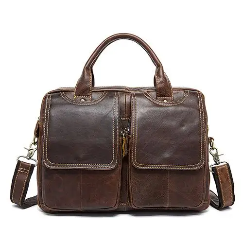 Новая коллекция мужской кожаный портфель сумка мужской плеча мужская деловая сумка 14-дюймовый ноутбук сумка масло воск кожа 50 - Цвет: red brown