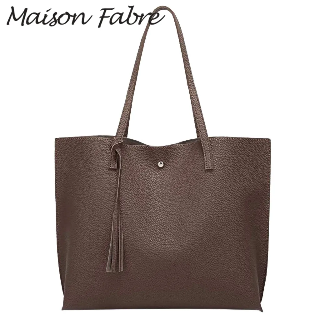 Maison Фабр женская кожаная сумка, женская кожаная сумка на плечо с ремешком ручки кисточкой хозяйственная сумка большой элегантные летние женские туфли на высоком каблуке квадратные сумочки - Цвет: BR