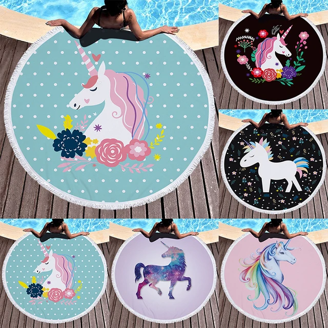 Urijk brand Women Large toalha de praia Round Tassles Beach Towel Printed Bath Towels Wall Tapestry Swimming Picnic Blanket Mat